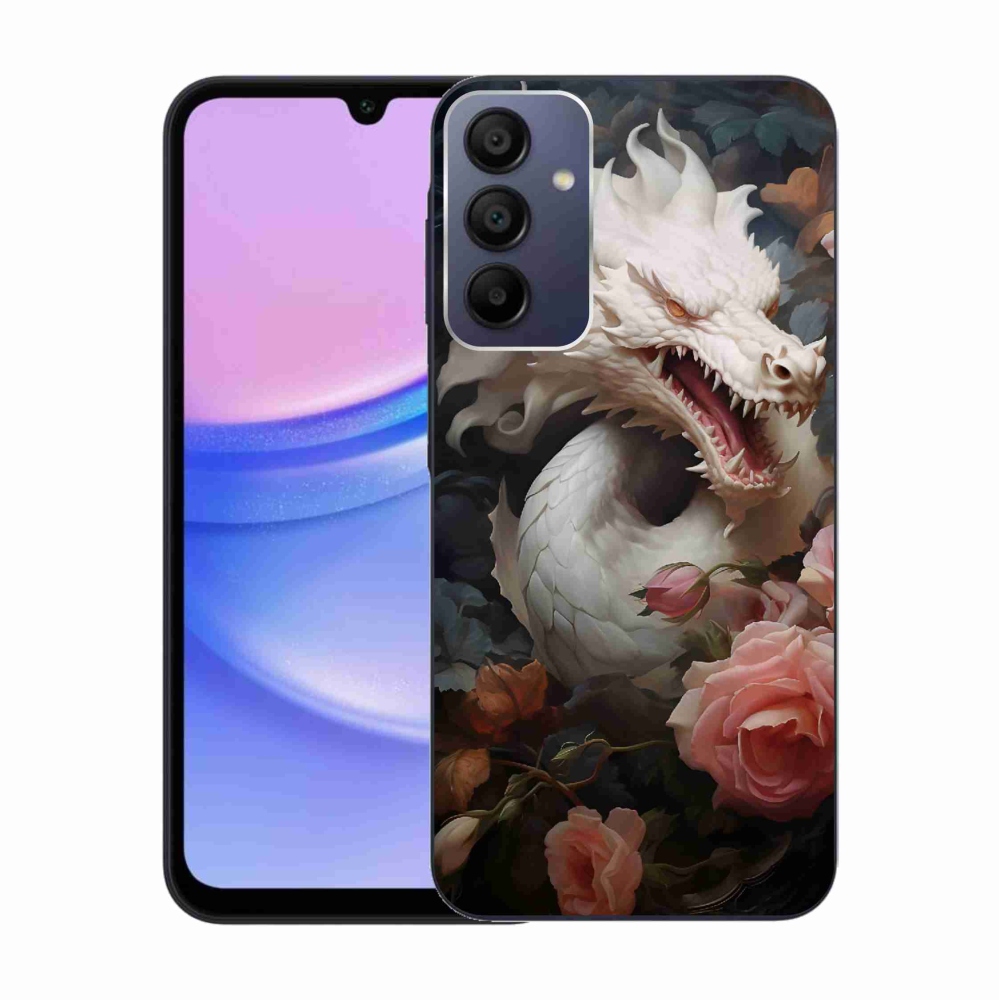 Gelový kryt mmCase na Samsung Galaxy A15 4G/5G - bílý drak