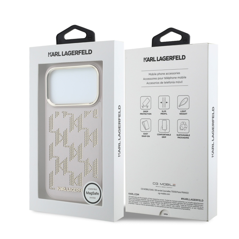Karl Lagerfeld PU Perforated Monogram MagSafe Zadní Kryt pro iPhone 17 Pro Max Pink