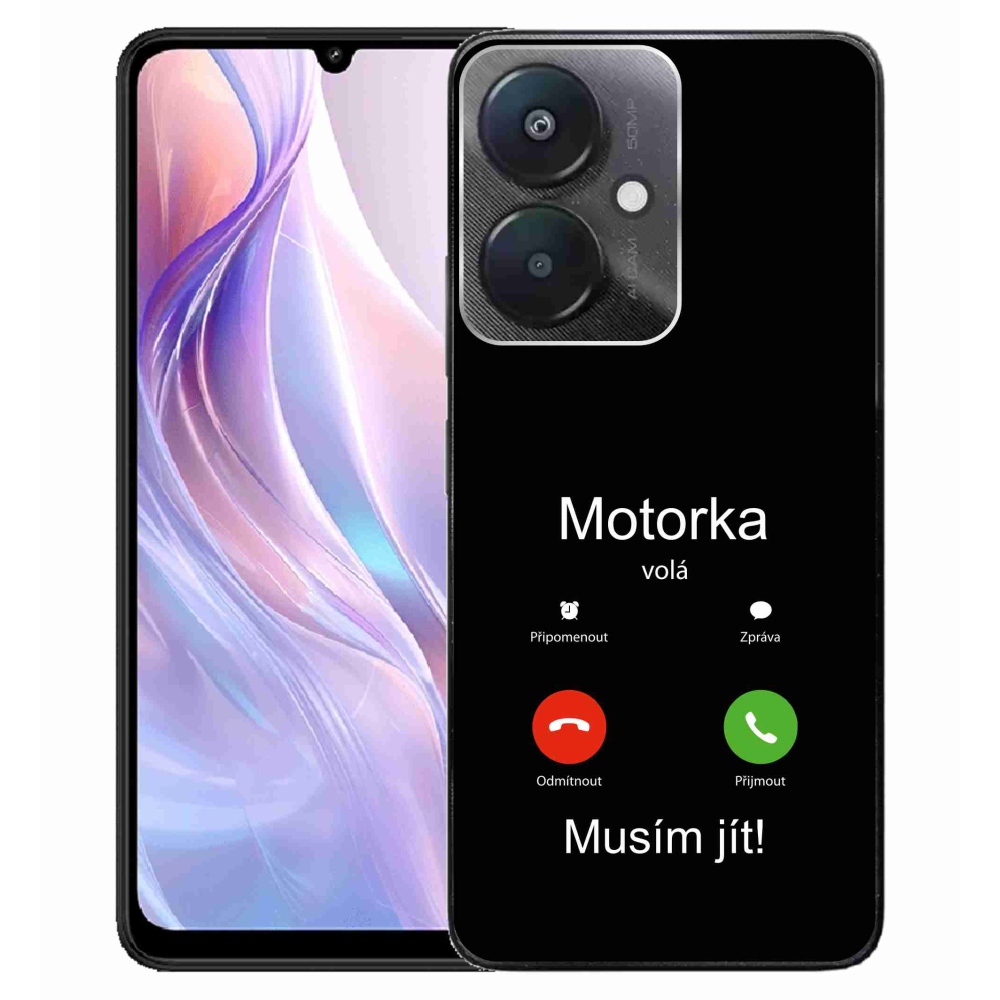 Gelový kryt mmCase na Xiaomi Redmi 13C 5G  - motorka volá černé pozadí