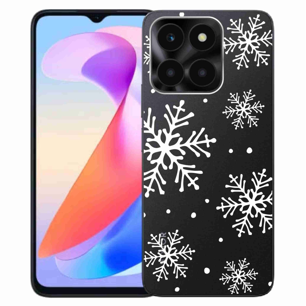 Gelový kryt mmCase na Honor X6a - bílé vločky na průhledném pozadí