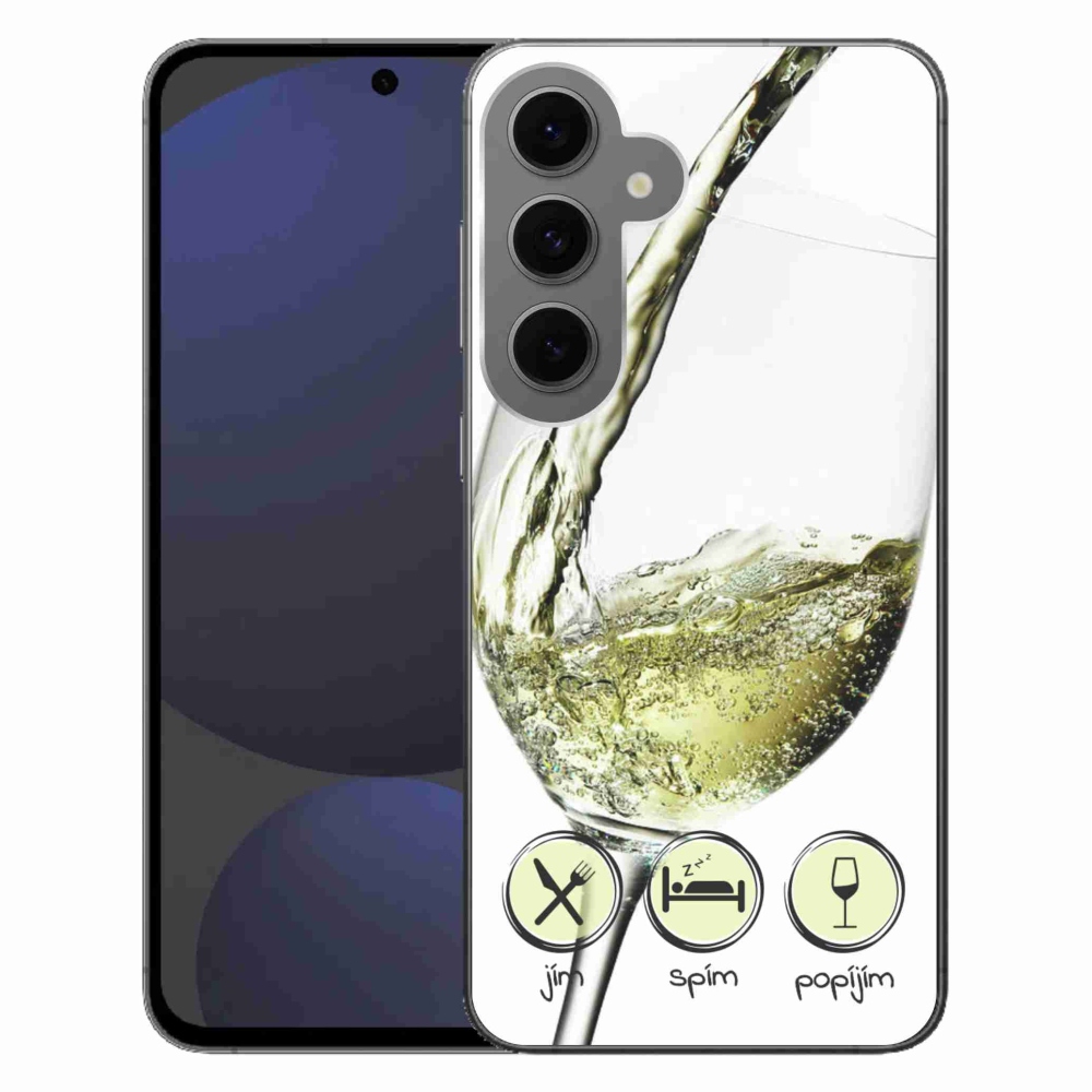Gelový obal mmCase na Samsung Galaxy S24 FE - sklenička vína bílé