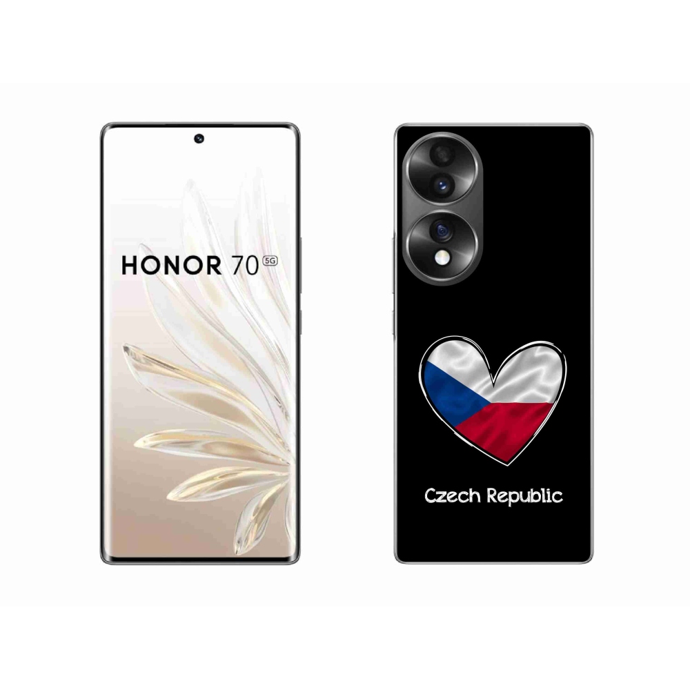 Gelový kryt mmCase na Honor 70 - vlajka srdce černé pozadí