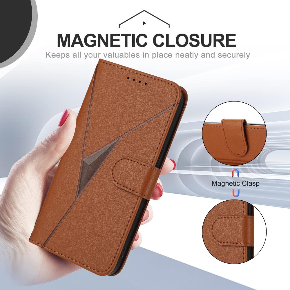 Triangles knížkové pouzdro na Vivo V50 Lite 4G/5G - hnědé