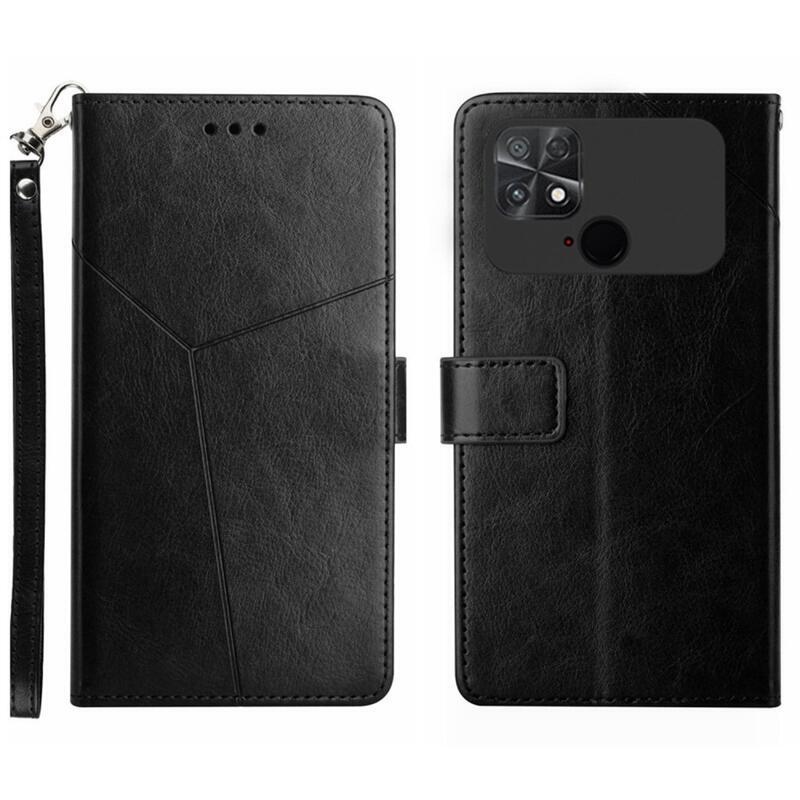 Y-Line PU kožené peněženkové pouzdro na mobil Xiaomi Poco C40 - černé
