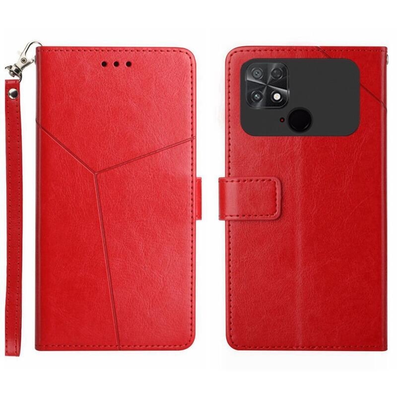 Y-Line PU kožené peněženkové pouzdro na mobil Xiaomi Poco C40 - červené