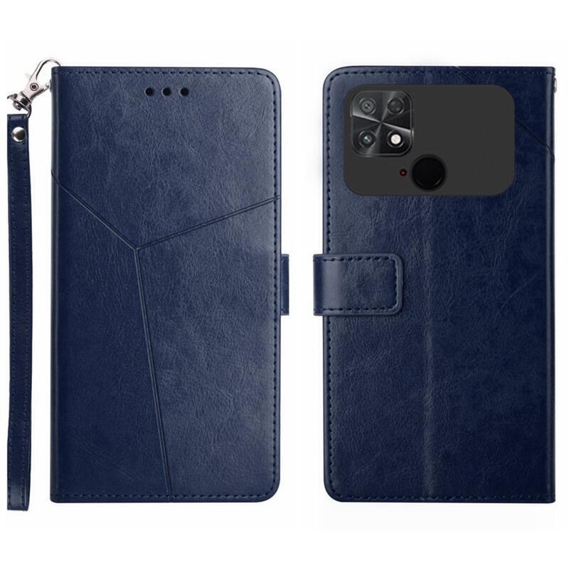 Y-Line PU kožené peněženkové pouzdro na mobil Xiaomi Poco C40 - modré