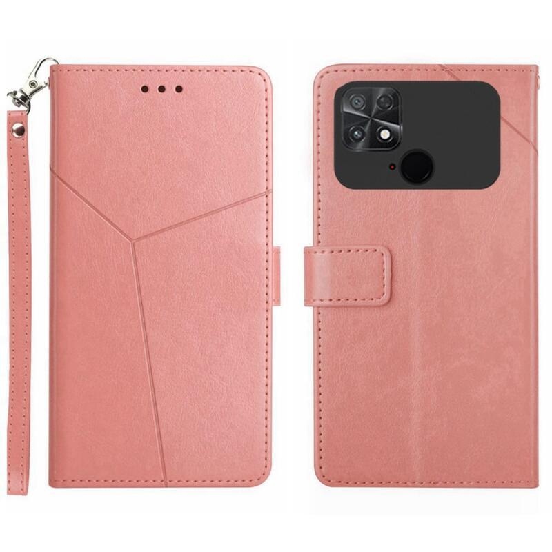 Y-Line PU kožené peněženkové pouzdro na mobil Xiaomi Poco C40 - růžové