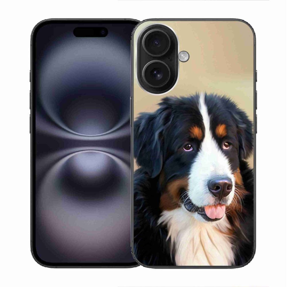 Gelový obal mmCase na iPhone 16 - bernský salašnický pes