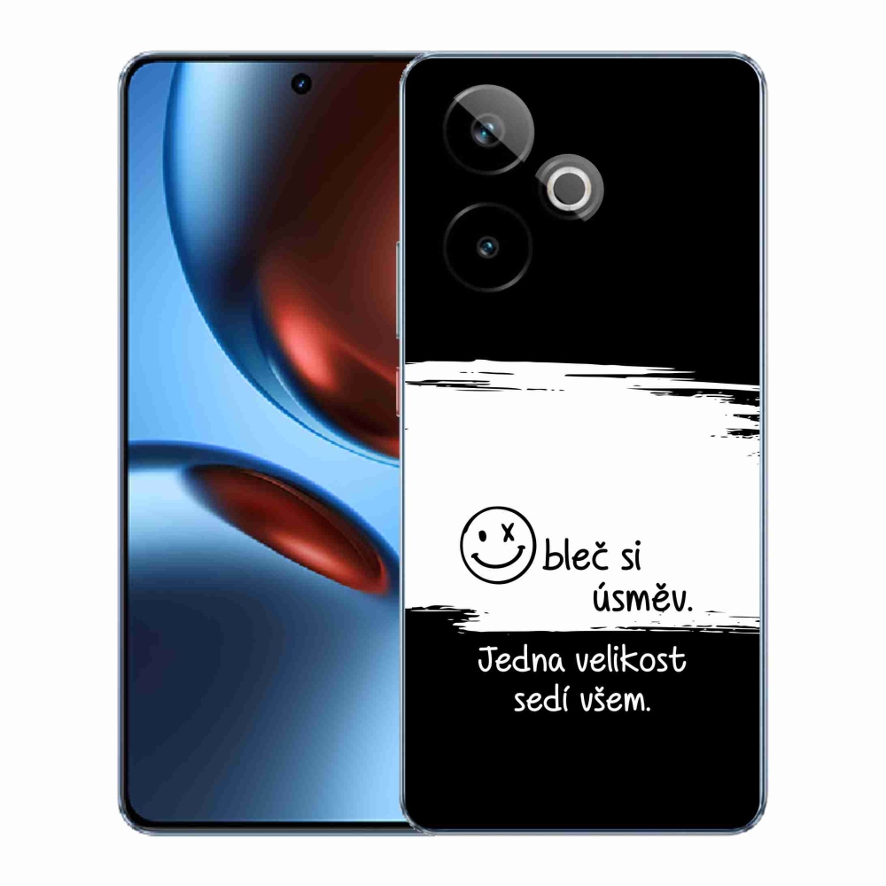 Gelový kryt mmCase na Realme GT 7 5G/GT 7T 5G - vtipný text 8 bíločerné pozadí