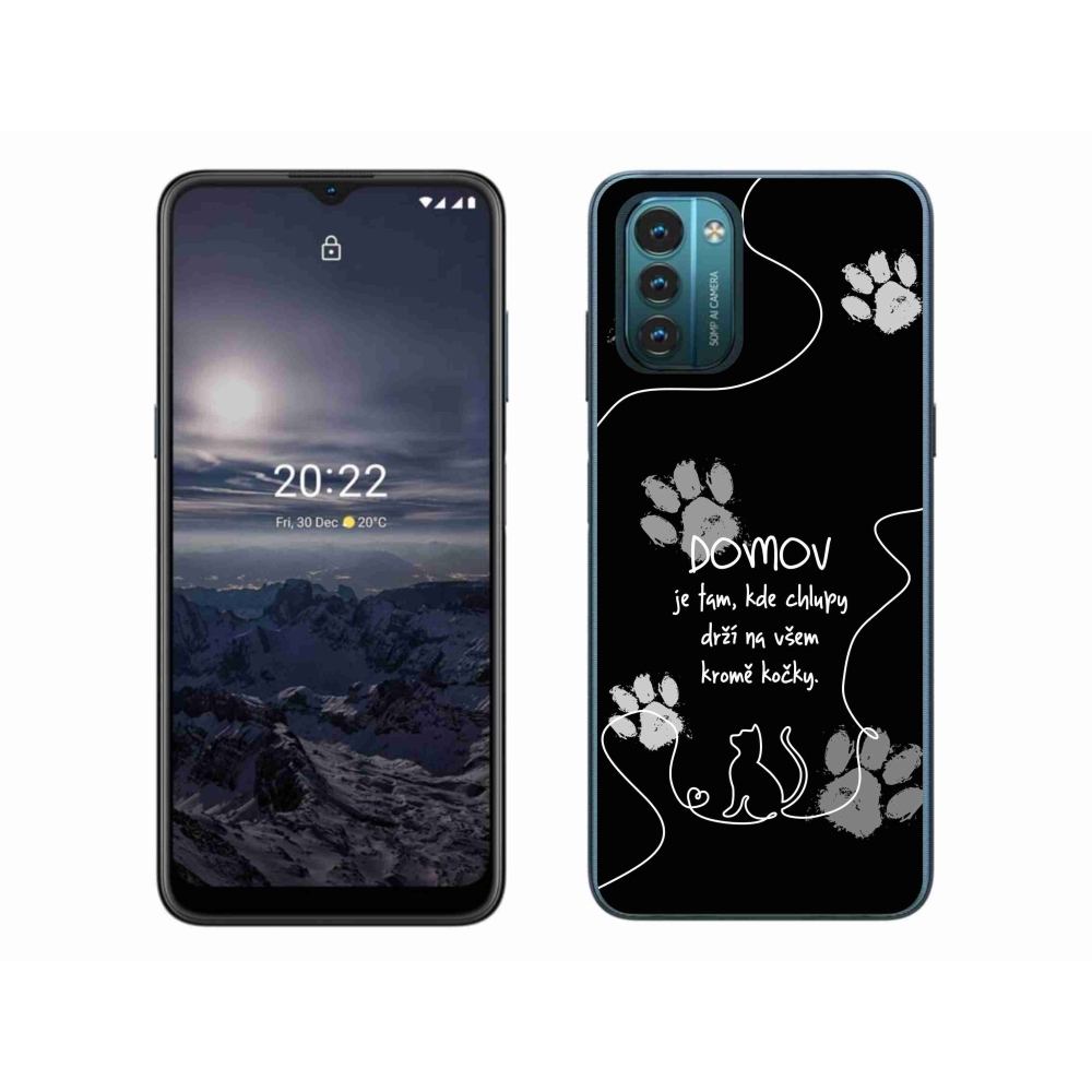 Gelový kryt mmCase na Nokia G11/G21 - kočičí motiv černé pozadí