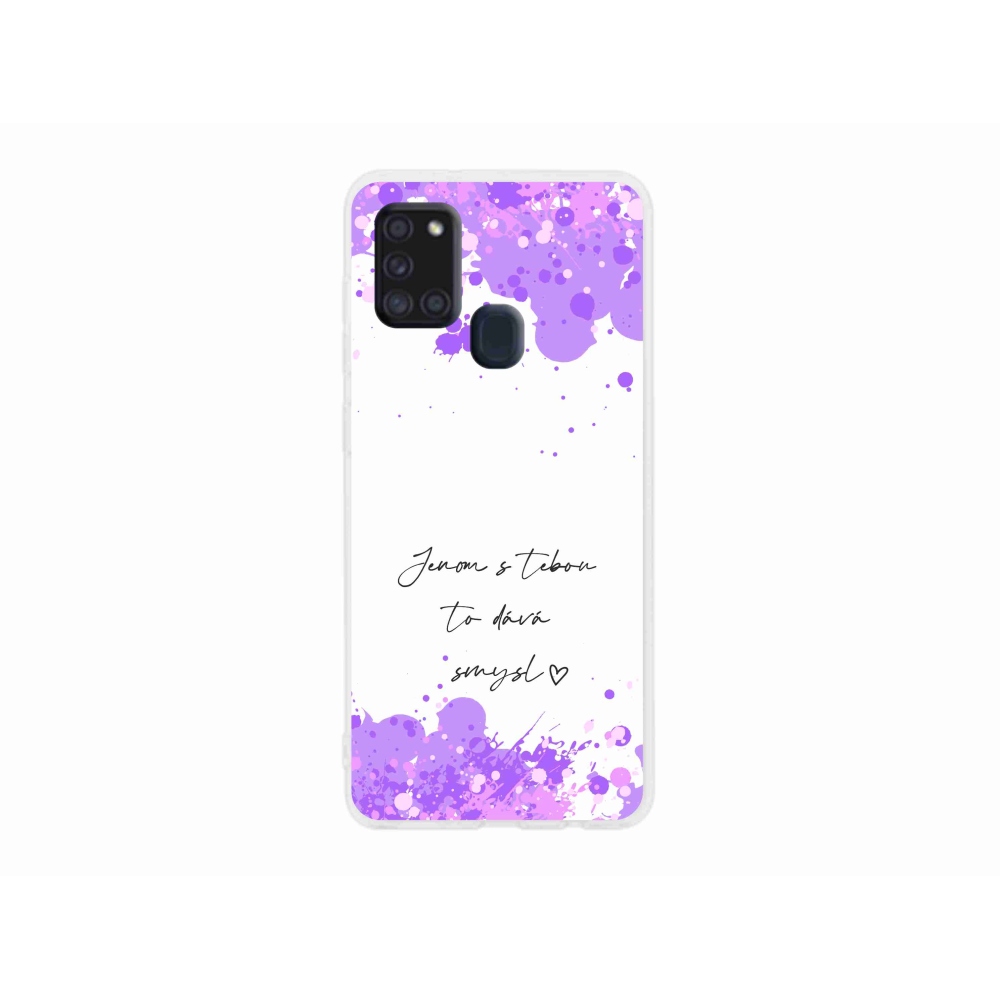 Gelový kryt mmCase na Samsung Galaxy A21s - zamilovaný text bílé pozadí