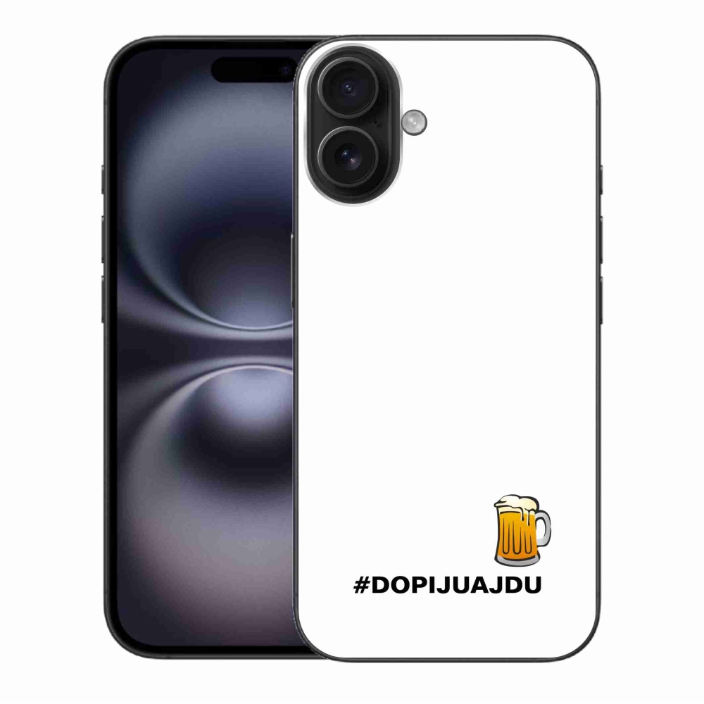 Gelový kryt mmCase na iPhone 16 Plus - pivní motiv 1 bílé pozadí
