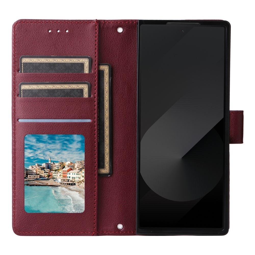 Wallet knížkové pouzdro na Samsung Galaxy Z Fold6 5G - vínové