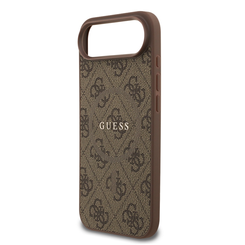 Guess PU Leather 4G Colored Ring MagSafe Zadní Kryt pro iPhone Air Brown