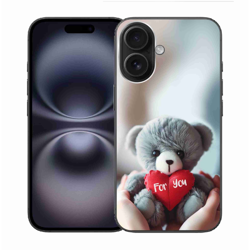 Gelový kryt mmCase na iPhone 16 - medvídek pro zamilované