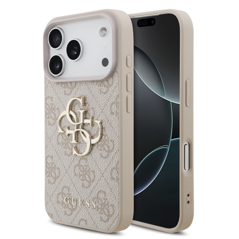 Guess PU 4G Metal Logo Zadní Kryt pro iPhone 18 Pro Pink