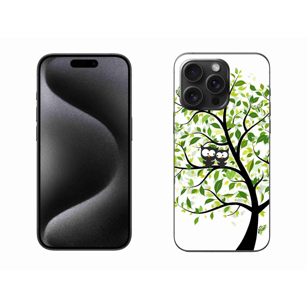 Gelový kryt mmCase na iPhone 15 Pro Max - sovičky na stromě