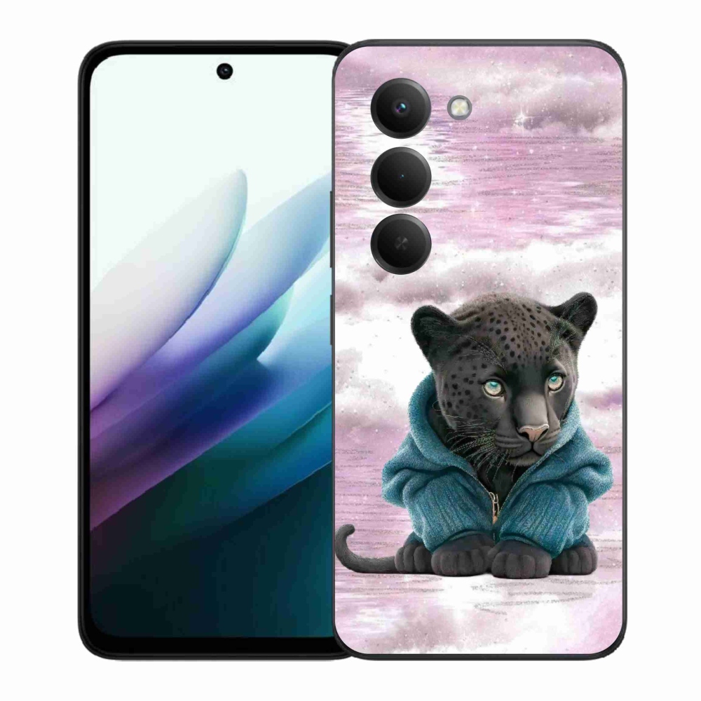 Gelový kryt mmCase na Xiaomi Redmi 15 4G/5G (171mm) - černý panter ve svetru