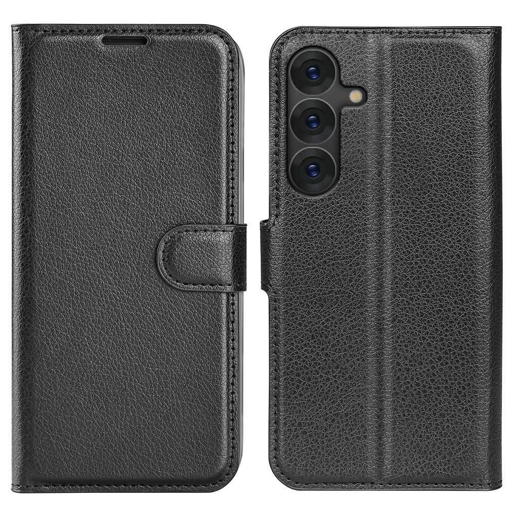 Litchi knížkové pouzdro na Samsung Galaxy S25 - černé