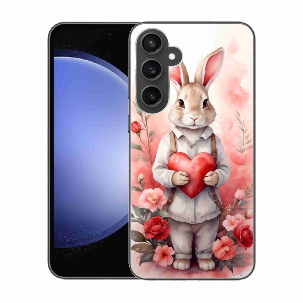 Gelový kryt mmCase na Samsung Galaxy S23 FE - zajíc se srdíčkem