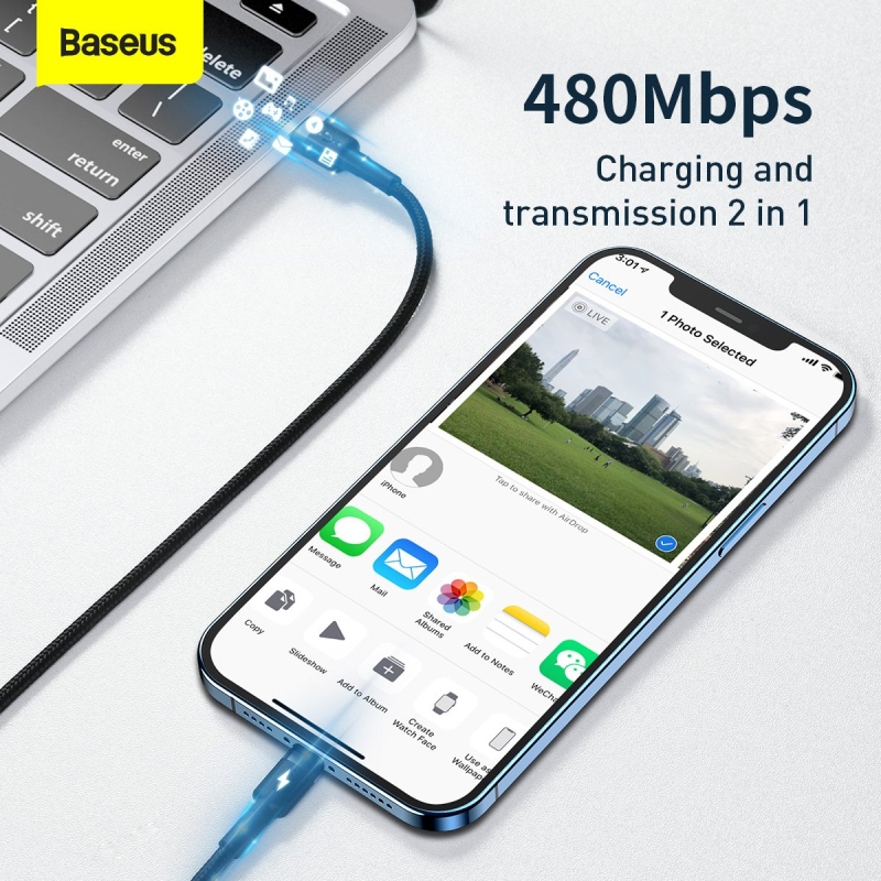Baseus Cafule Datový Kabel USB-C - Lighting 20W 1m Gray/Black
