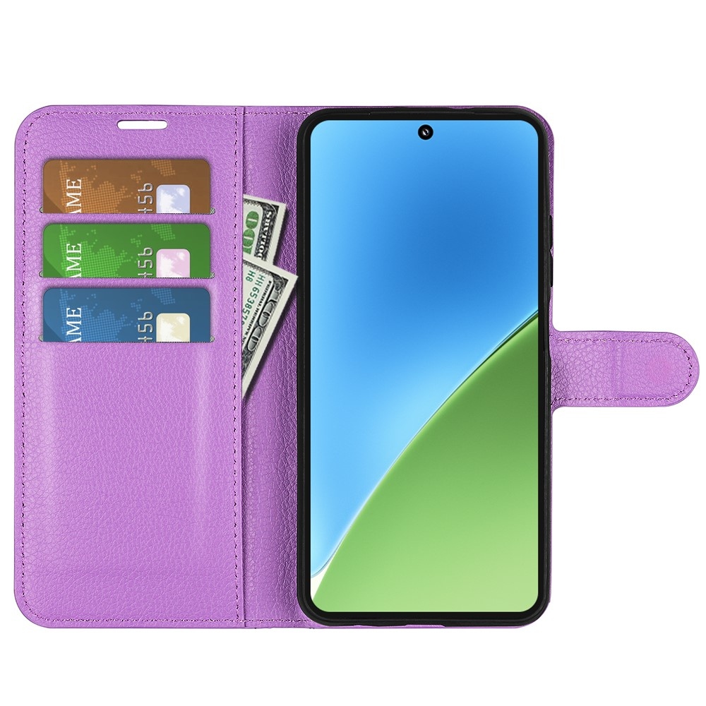 Litchi knížkové pouzdro na Xiaomi 15 - fialové