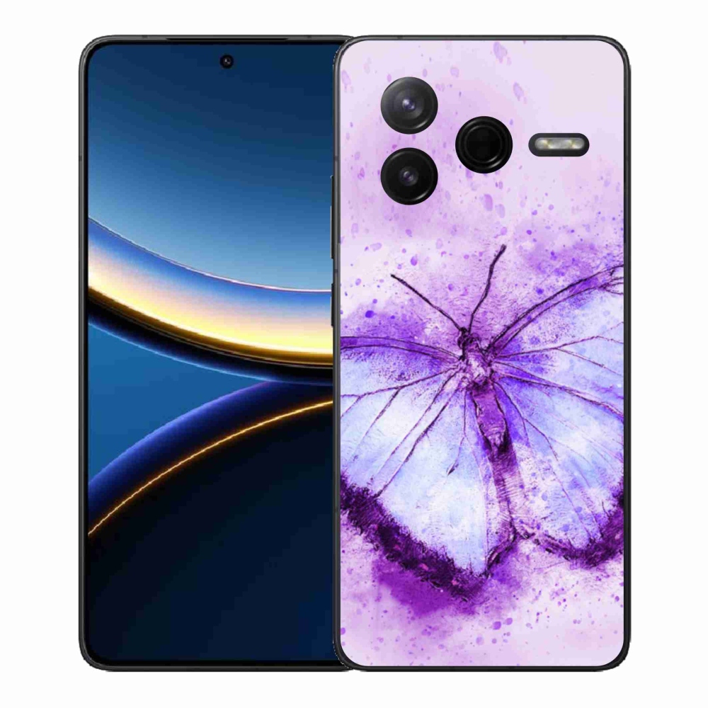 Gelový kryt mmCase na Xiaomi Poco F7 Pro - fialový motýl