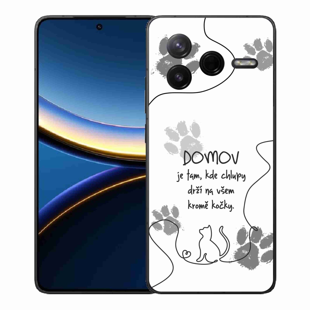 Gelový kryt mmCase na Xiaomi Poco F7 Pro - kočičí motiv bílé pozadí