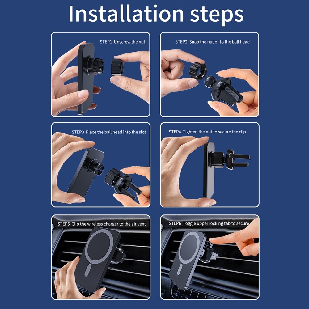 C16 magnetická bezdrátová nabíječka do auta s MagSafe 15W - bílá