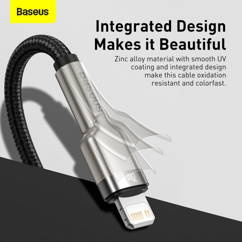 Baseus Cafule Metal Series Datový Kabel USB-C - Lighting 20W 0.25m Black