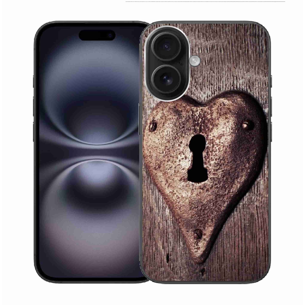 Gelový kryt mmCase na iPhone 16 - zámek ve tvaru srdce