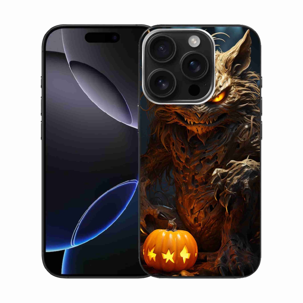Gelový kryt mmCase na iPhone 16 Pro - halloweenská příšera
