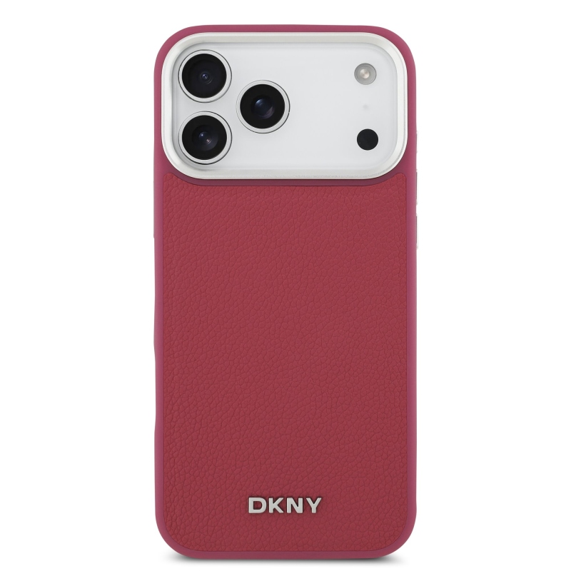 DKNY PU Leather Metal Logo Wrist Chain MagSafe Zadní Kryt pro iPhone 17 Pro Max Pink