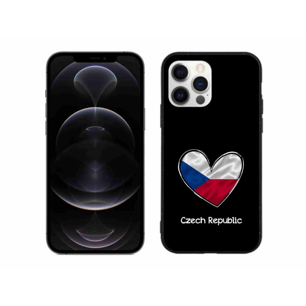 Gelový kryt mmCase na iPhone 12 Pro Max - vlajka srdce černé pozadí