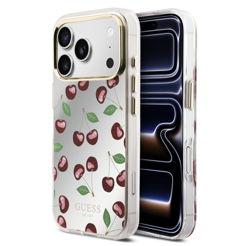 Guess TPU Glitter Cherry MagSafe Zadní Kryt pro iPhone 17 Pro