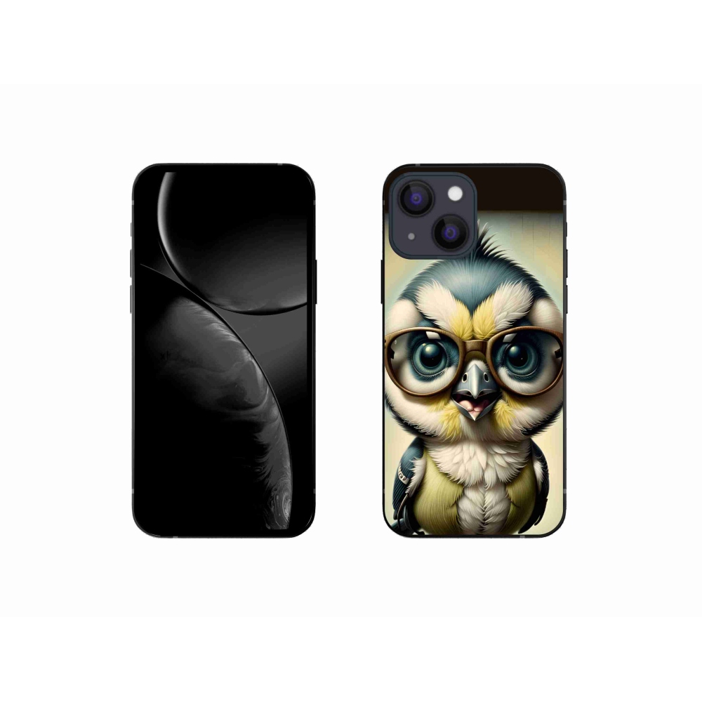 Gelový kryt mmCase na iPhone 13 mini - mládě s brýlemi