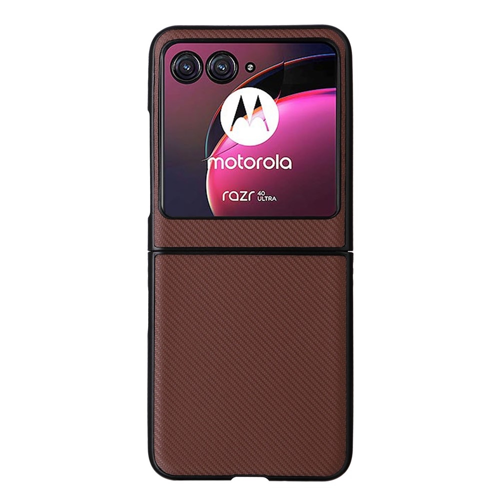 Textury plastový kryt s umělou kůží na Motorola Razr 40 Ultra 5G - hnědý