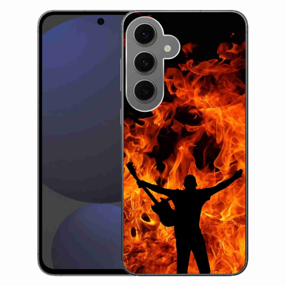 Gelový kryt mmCase na Samsung Galaxy S24 FE - muzikant a oheň
