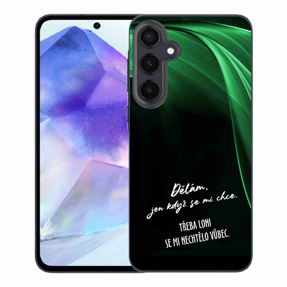 Gelový kryt mmCase na Samsung Galaxy A55 5G - vtipný text 12 černé pozadí