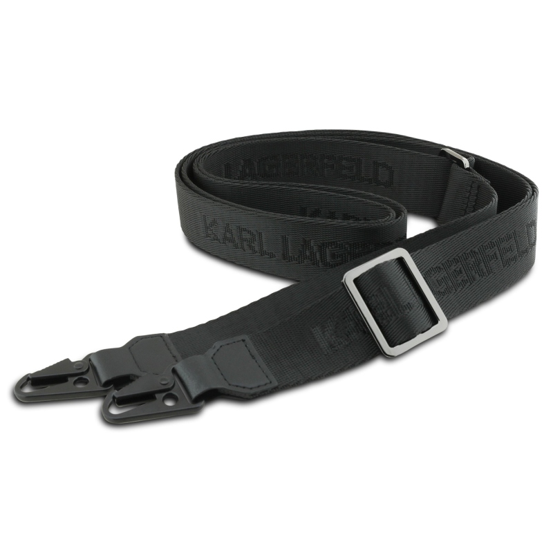 Karl Lagerfeld Saffiano Crossbody Popruh Metal Karl and Choupette Zadní Kryt pro iPhone Air Black