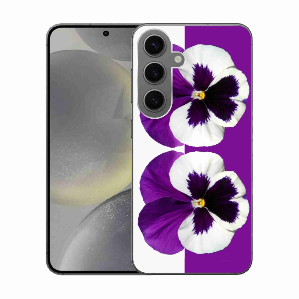 Gelový kryt mmCase na Samsung Galaxy S24 - fialovobílý květ