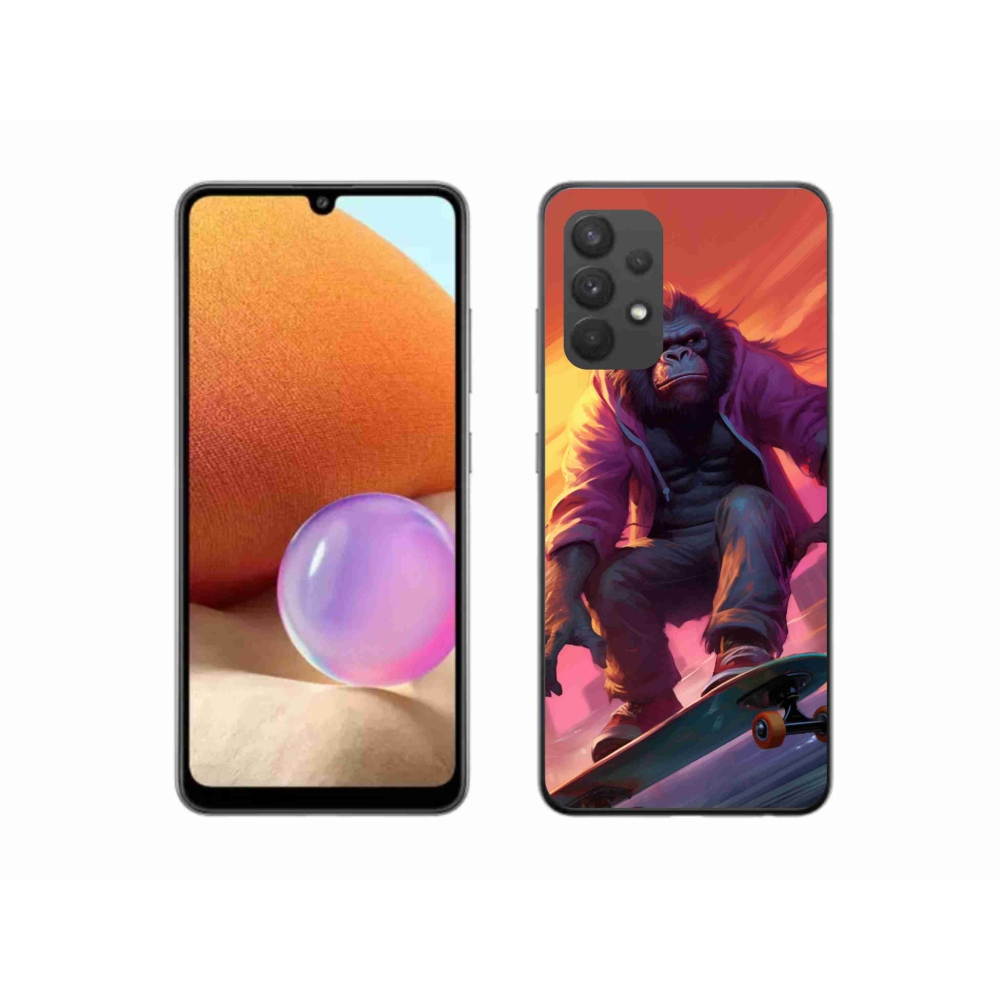 Gelový kryt mmCase na Samsung Galaxy A32 4G - gorila na skateboardu