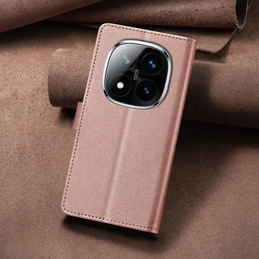 BINFEN knížkové pouzdro na Xiaomi Redmi Note 14 Pro 5G/Poco X7 5G/Note 14 Pro+ 5G - růžovozlaté