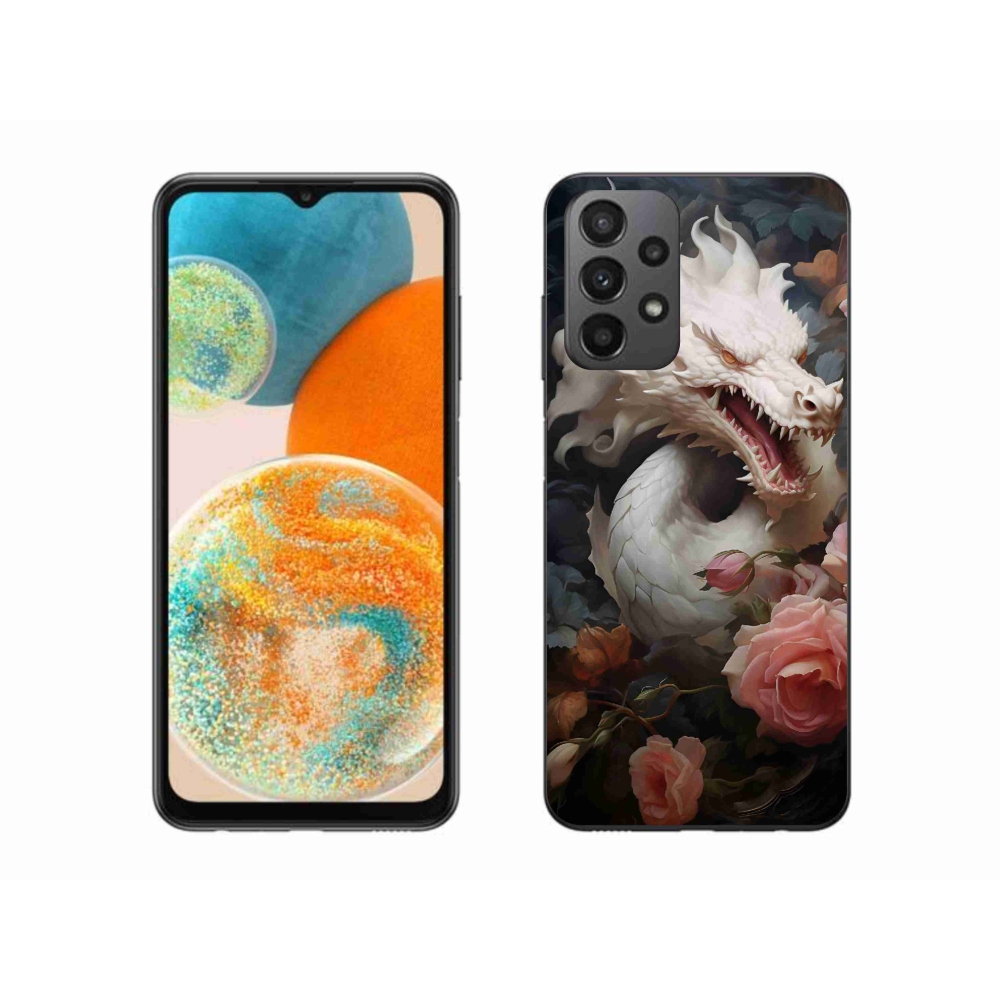 Gelový kryt mmCase na Samsung Galaxy A23 4G/5G - bílý drak