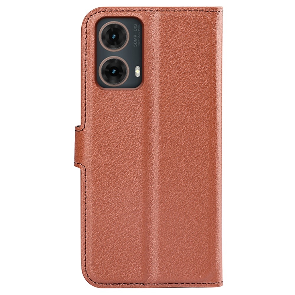 Litchi knížkové pouzdro na Motorola Moto G85 5G - hnědé