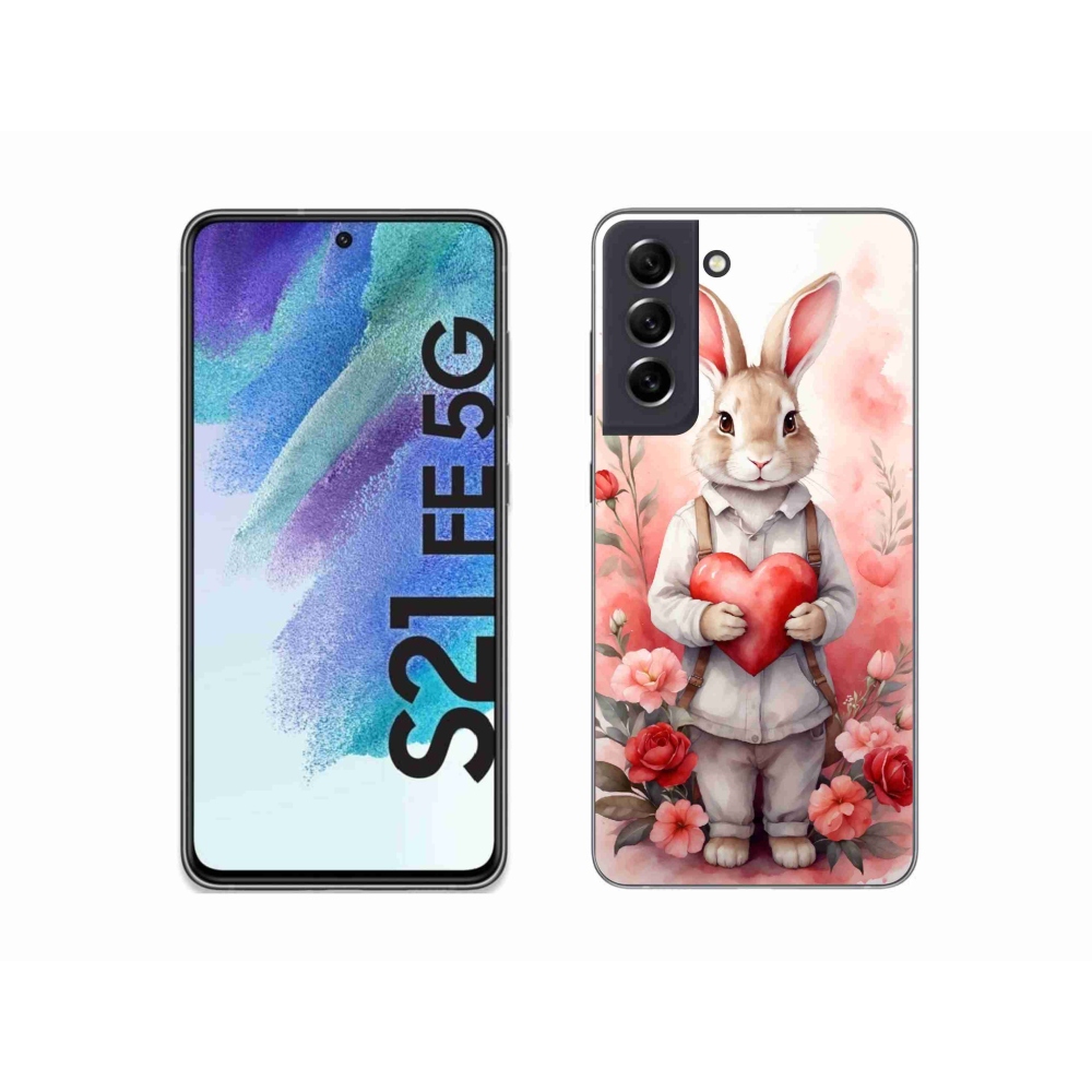 Gelový kryt mmCase na Samsung Galaxy S21 FE 5G - zajíc se srdíčkem