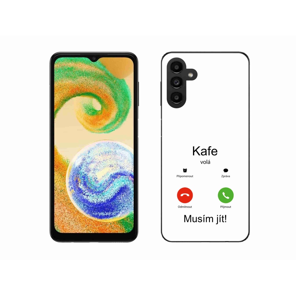 Gelový kryt mmCase na Samsung Galaxy A04s (164.7x76.7x9.1mm) - kafe volá bílé pozadí
