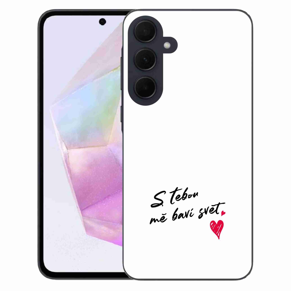 Gelový kryt mmCase na Samsung Galaxy A35 5G - zamilovaný text 1 bílé pozadí
