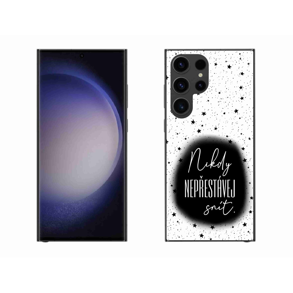 Gelový kryt mmCase na Samsung Galaxy S23 Ultra 5G - citát 1 černobílé pozadí
