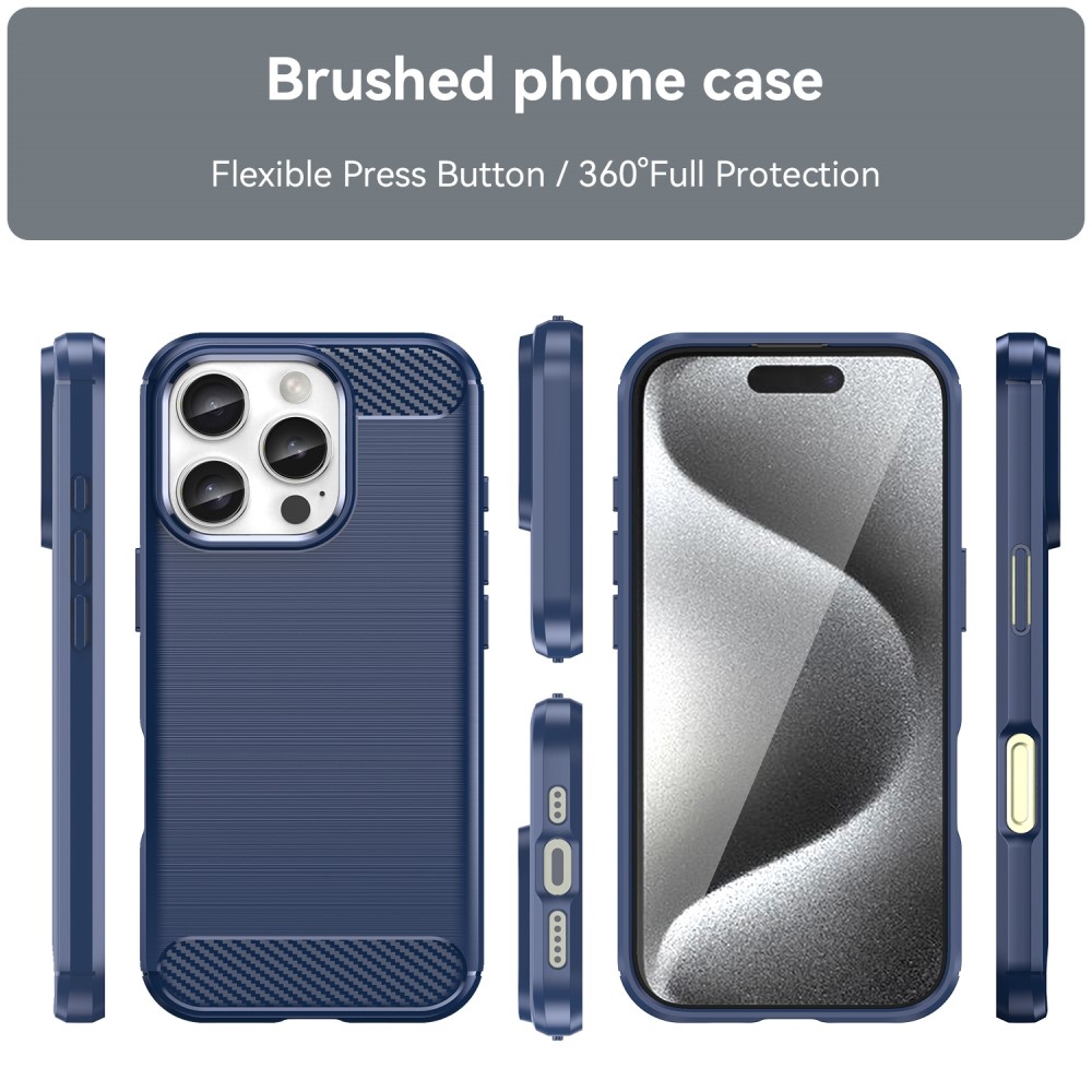 Carbon odolný gelový obal na iPhone 16 Pro - modrý